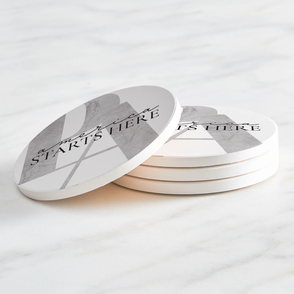 Minimalistic B&W Pennsylvania America Quip | Absorbent Coasters | Set of 4 | Min 2