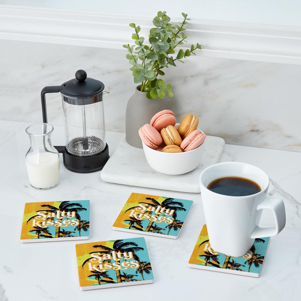 Salty Kisses Palm Trees | Absorbent Coasters | Set of 4 | Min 2