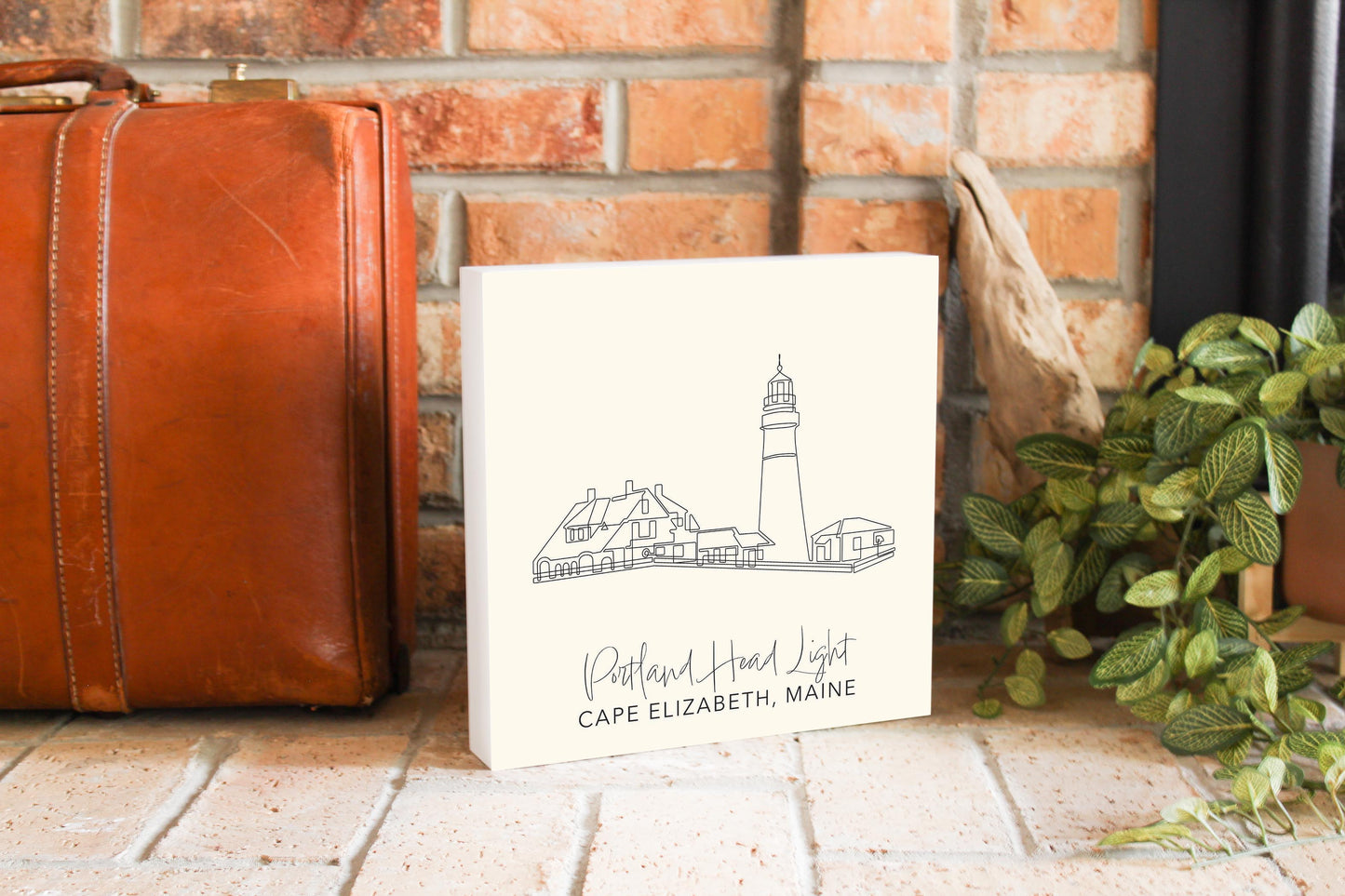 Cream Portland Head Light | Wood Block | Eaches | Min 2