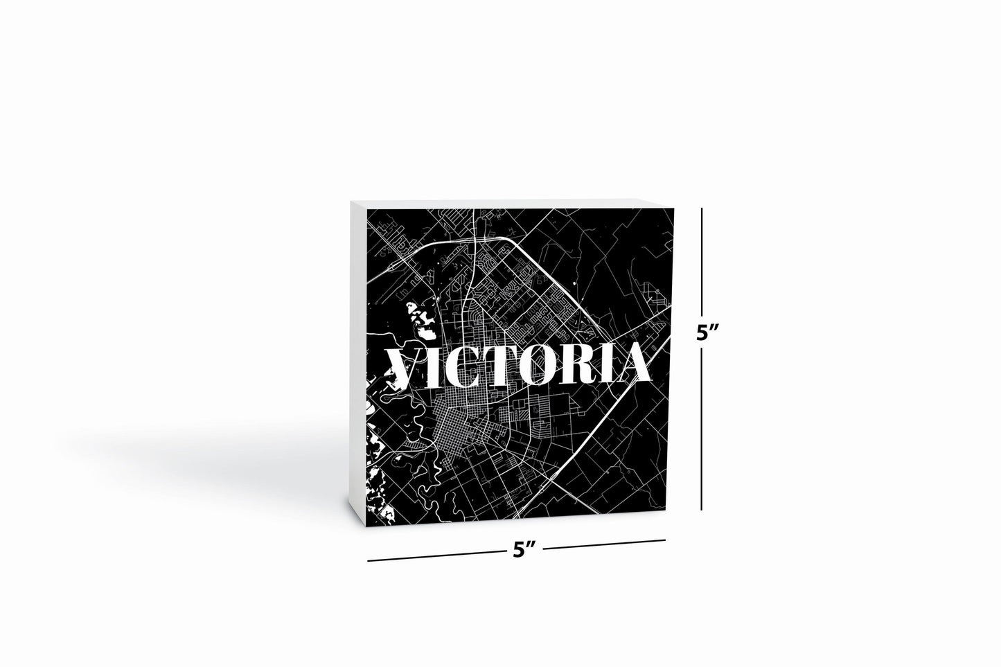 Minimalistic B&W Texas Victoria Map | Wood Block | Eaches | Min 4