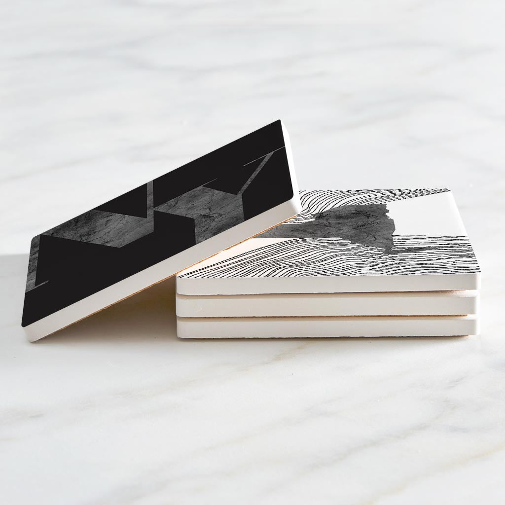 Minimalistic B&W New York Initials States | Absorbent Coasters | Set of 4 | Min 2