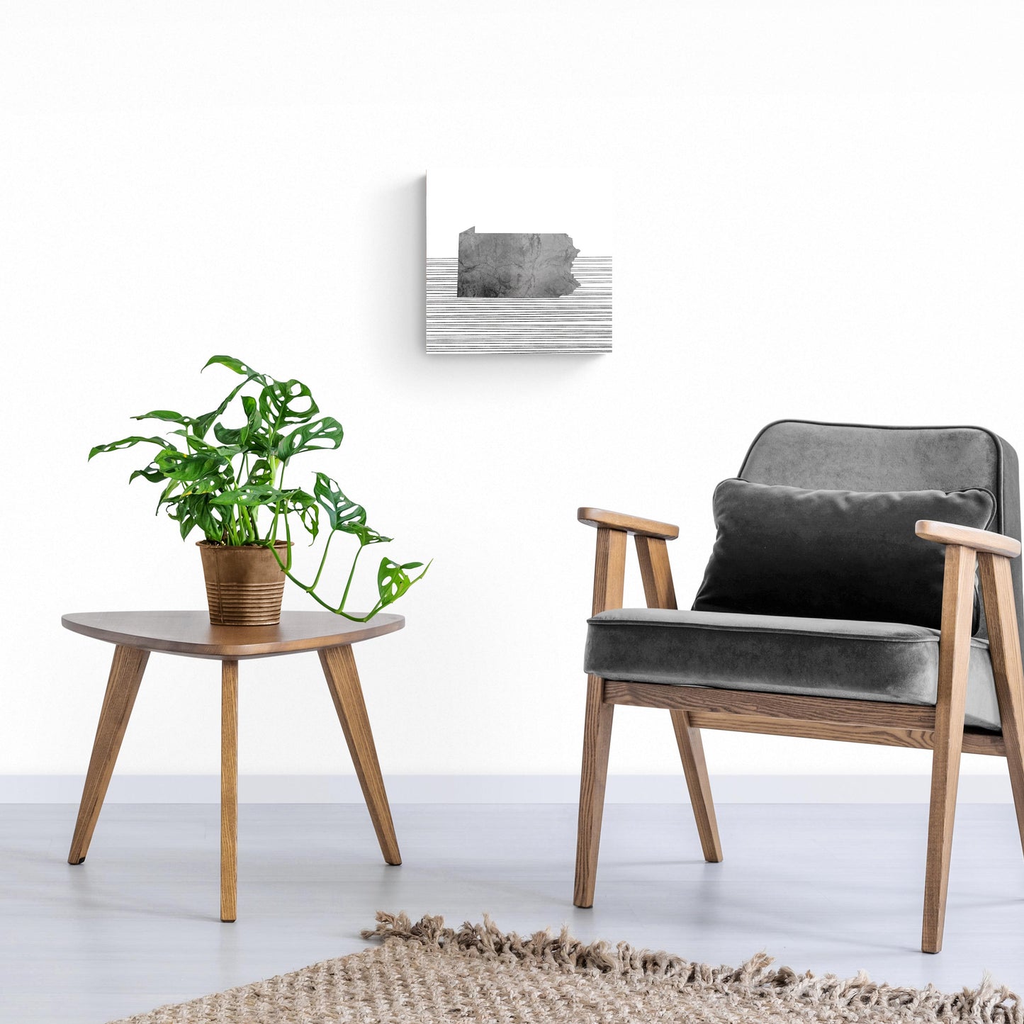 Minimalistic B&W Pennsylvania Shape Straight Lines | Hi-Def Glass Art | Eaches | Min 1