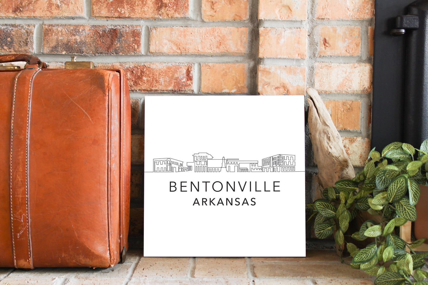 Minimalist B&W Arkansas Bentonville Skyline State | Wood Sign | Eaches | Min 2