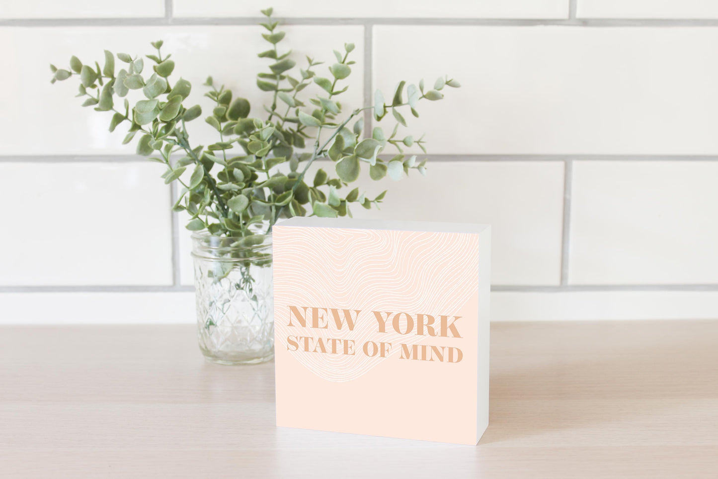 Modern Minimalist New York State Of Mind | Wood Block | Eaches | Min 4