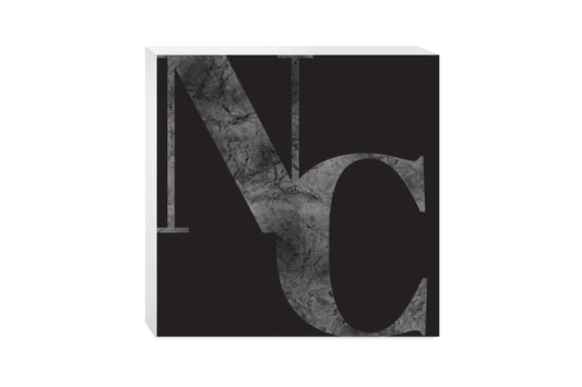 Minimalistic B&W North Carolina Black Initials | Wood Block | Eaches | Min 2