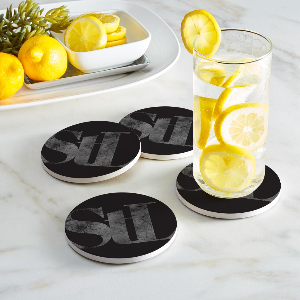 Minimalist B&W Missouri St Louis Black Initials | Absorbent Coasters | Set of 4 | Min 2