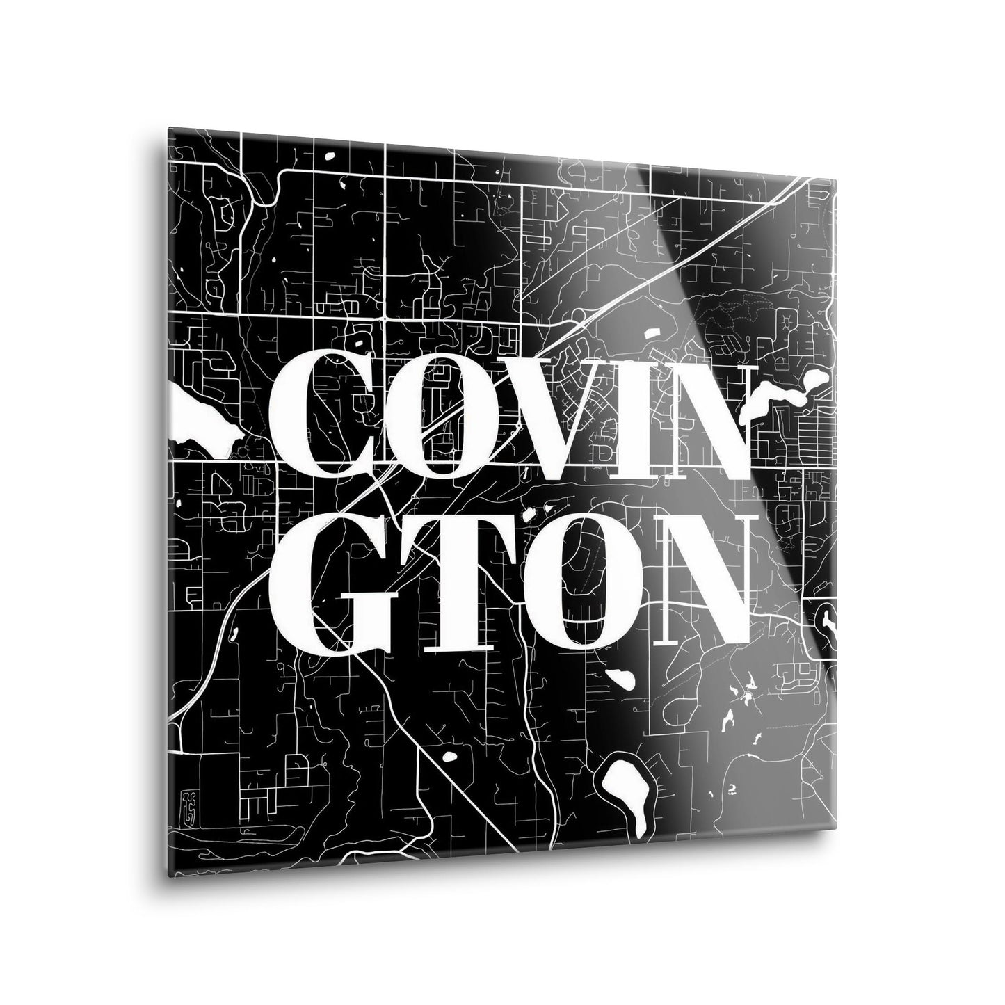 Minimalistic B&W Washington Covington Map | Hi-Def Glass Art | Eaches | Min 1