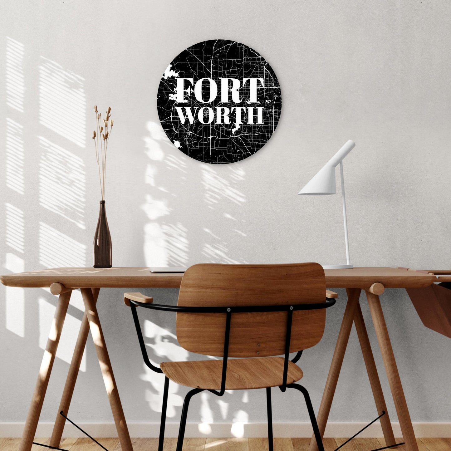 Minimalistic B&W Texas Fort Worth Map | Wood Sign | Eaches | Min 1