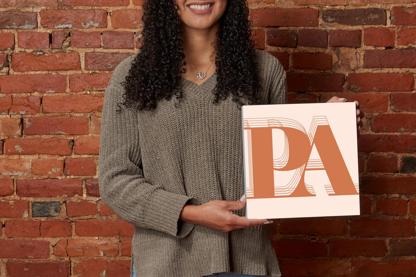 Modern Minimalist Pennsylvania Pa Initials Dark | Wood Block | Eaches | Min 2