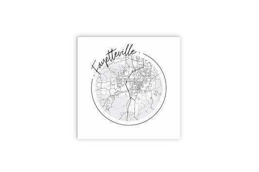 B&W Minimalist Arkansas Fayetteville Circle Map | Wood Sign | Eaches | Min 2