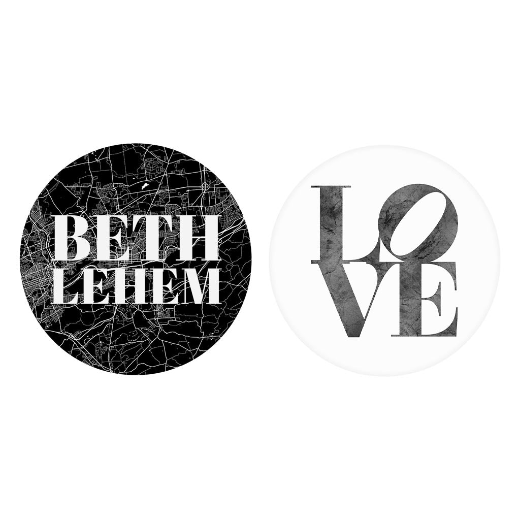 Minimalistic B&W Pennsylvania Bethlehem Map Love| Absorbent Car Coasters | Set of 2 | Min 4