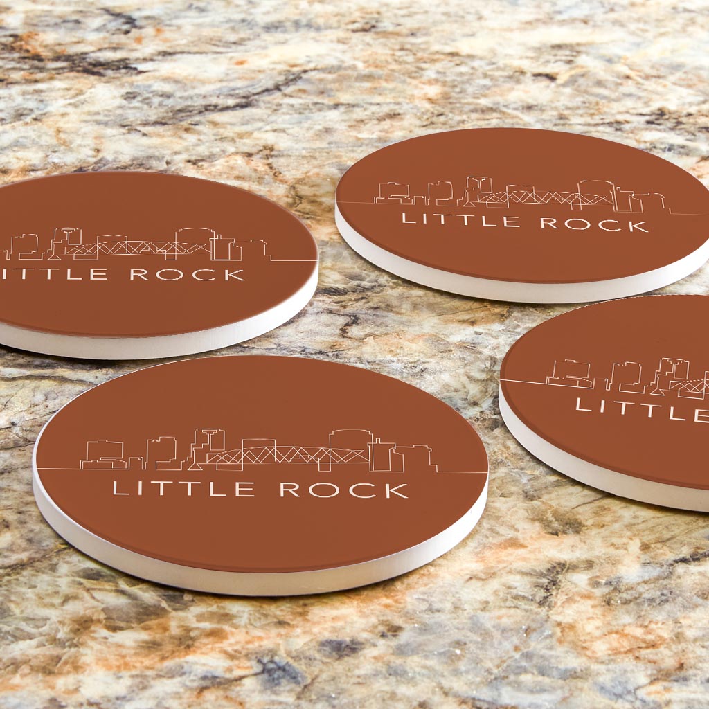 Modern Minimalist Arkansas Little Rock Skyline | Absorbent Coasters | Set of 4 | Min 2