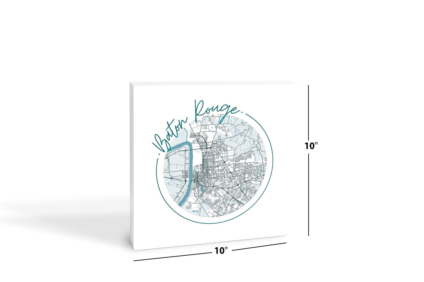 Blue White Baton Rouge Circle Map | Wood Block | Eaches | Min 2