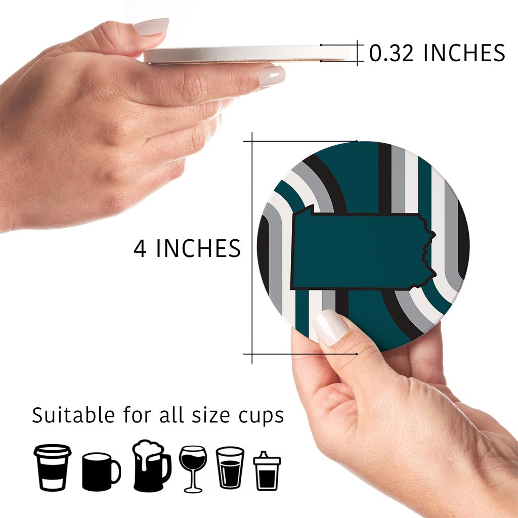 Modern Minimalist Pennsylvania Retro Shape | Absorbent Coasters | Set of 4 | Min 2