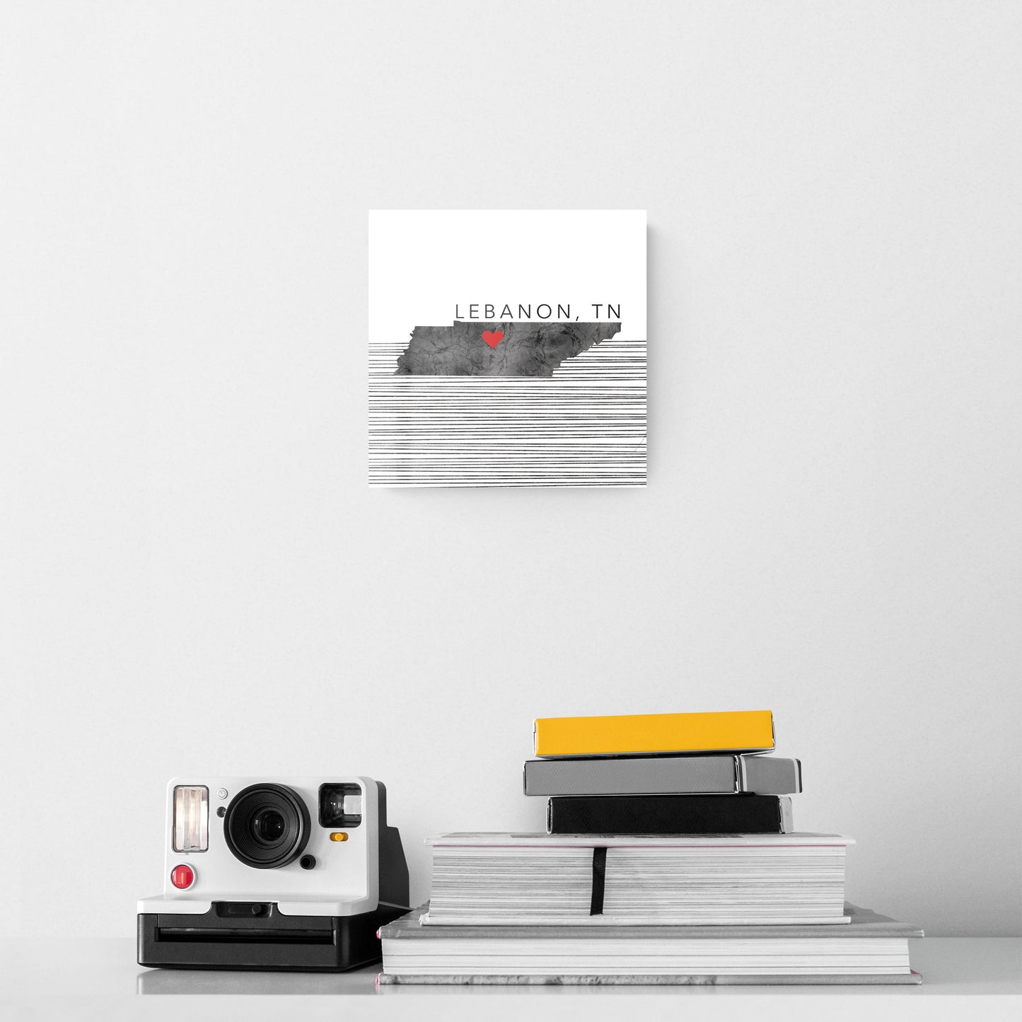 Minimalist B&W Tennessee State Lebanon Heart | Hi-Def Glass Art | Eaches | Min 2