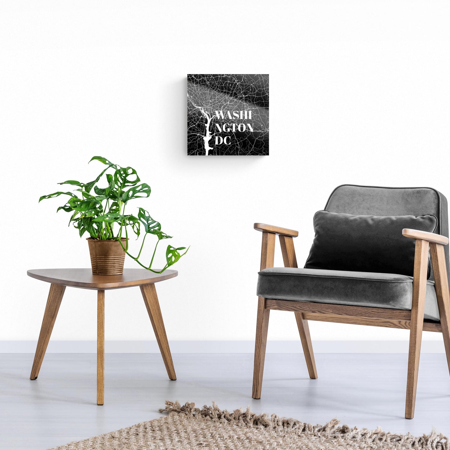 Minimalistic B&W Washington Dc Map | Hi-Def Glass Art | Eaches | Min 1