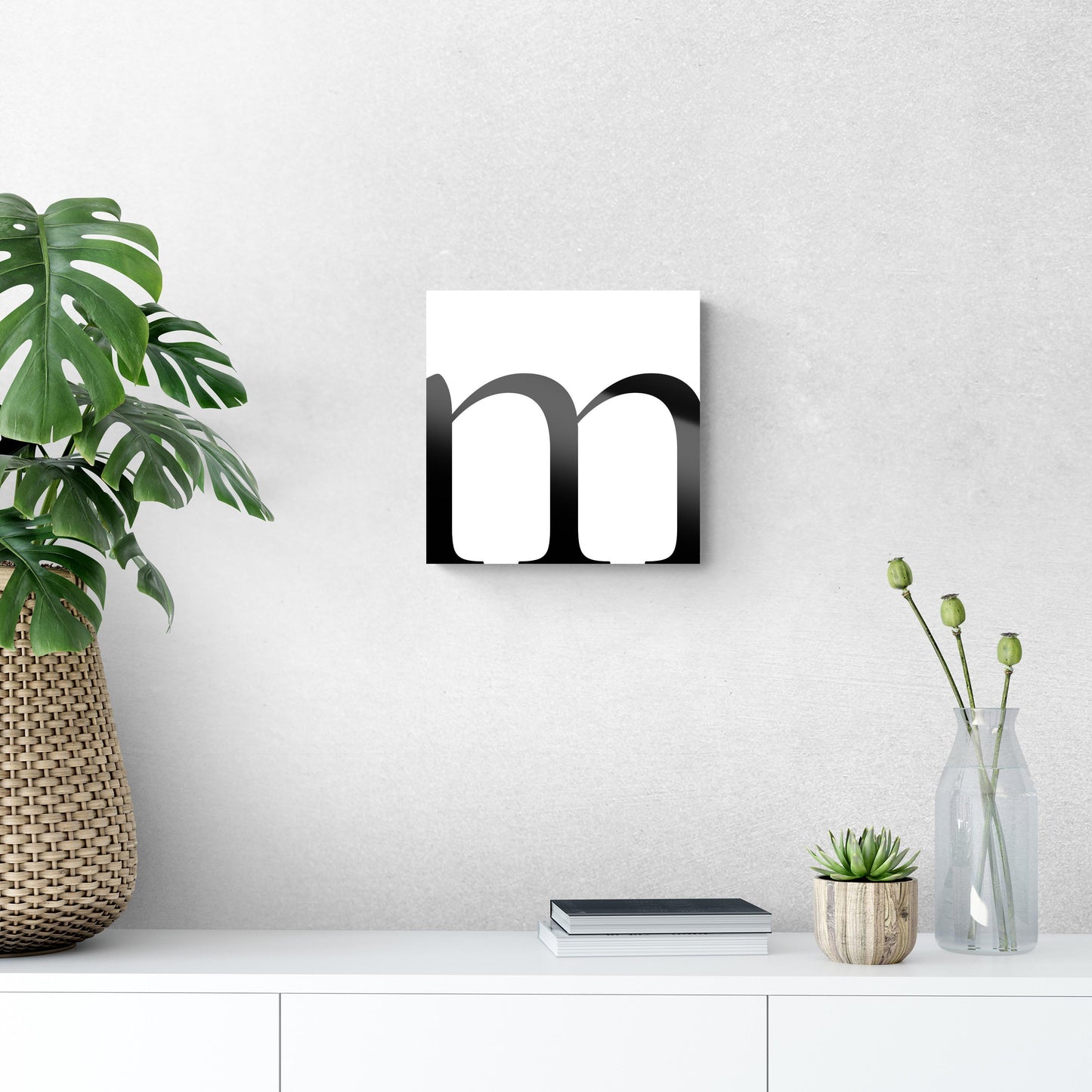Minimal Monogram M | Hi-Def Glass Art | Eaches | Min 1