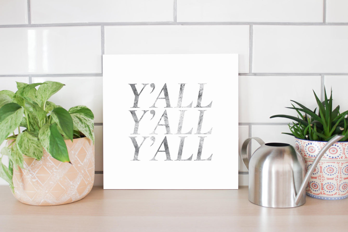 Minimalistic B&W Texas Textured Yall | Wood Sign | Eaches | Min 2