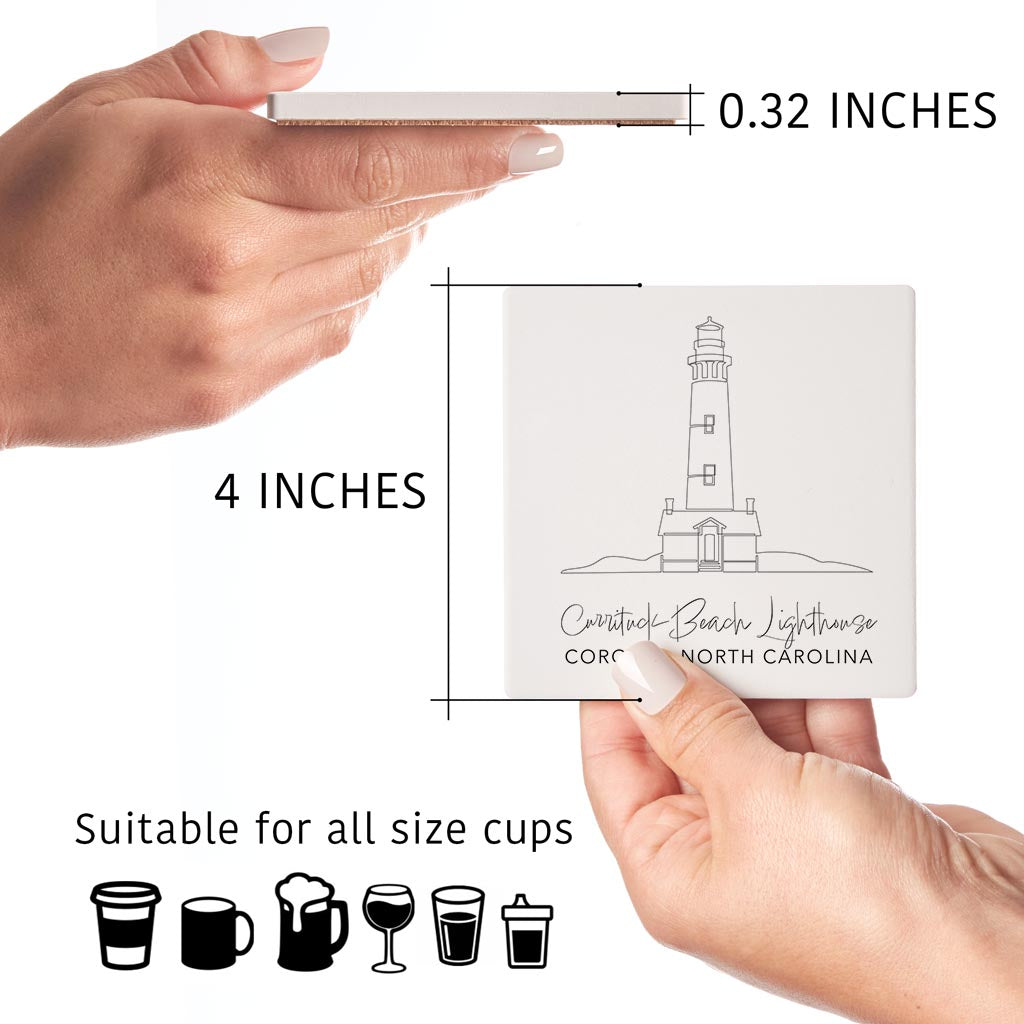 Currituck Beach Lighthouse | Absorbent Coasters | Set of 4 | Min 2
