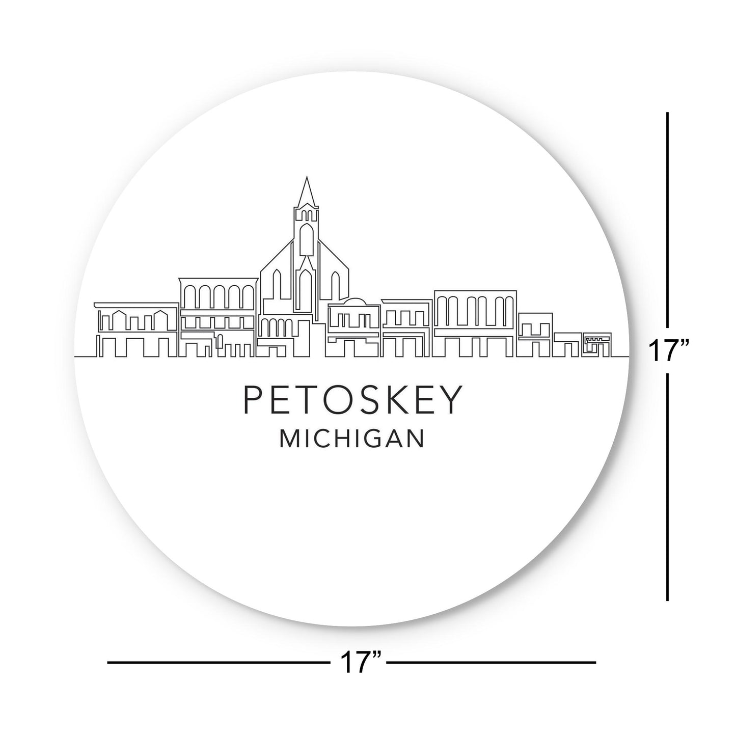 Minimalistic B&W Michigan Petoskey Skyline | Wood Sign | Eaches | Min 1