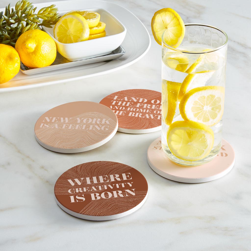 Modern Minimalist New York Quips | Absorbent Coasters | Set of 4 | Min 2