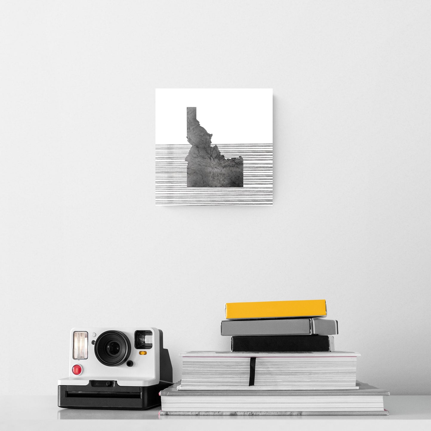 Minimalist B&W Idaho State With Straight Lines | Hi-Def Glass Art | Eaches | Min 2