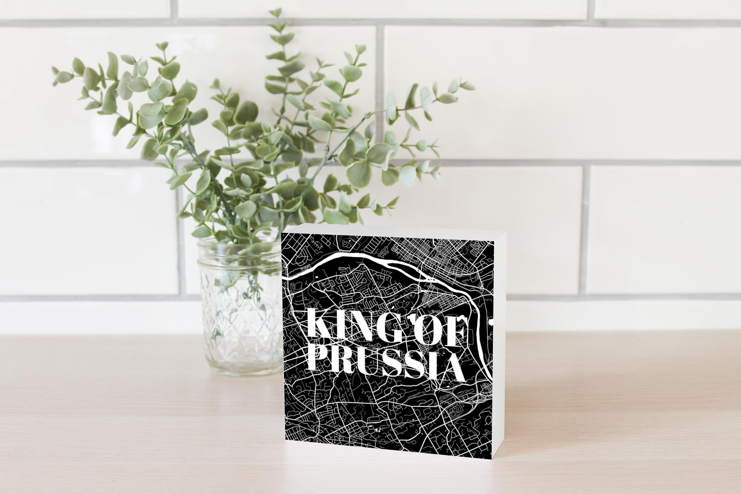 Minimalistic B&W Pennsylvania King Of Prussia Map | Wood Block | Eaches | Min 4