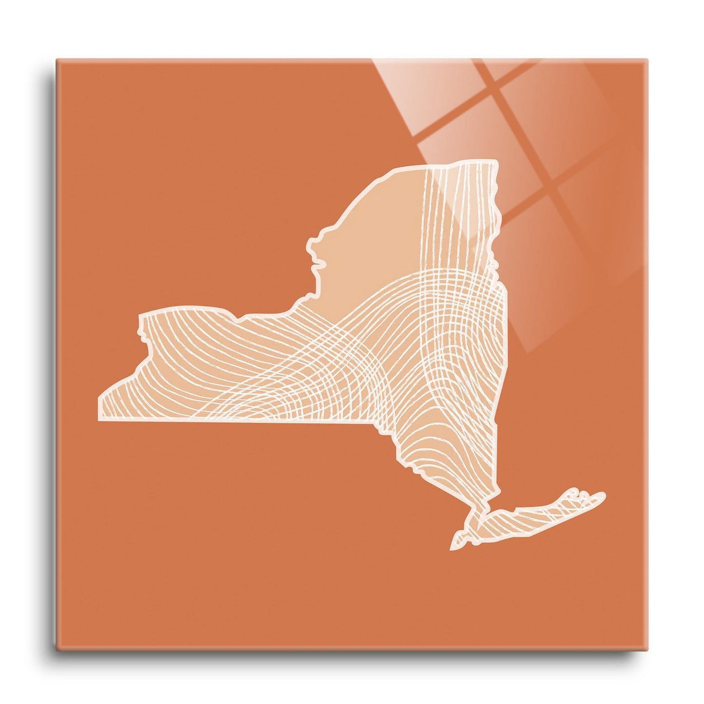 Modern Minimalist New York State Fluid Lines Dark | Hi-Def Glass Art | Eaches | Min 1