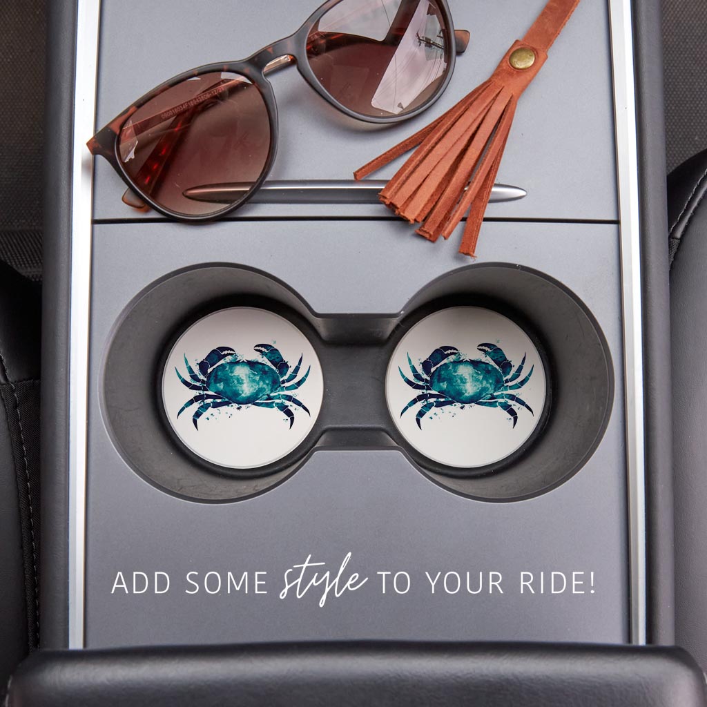 New England Water Color Crab| Absorbent Car Coasters | Set of 2 | Min 4
