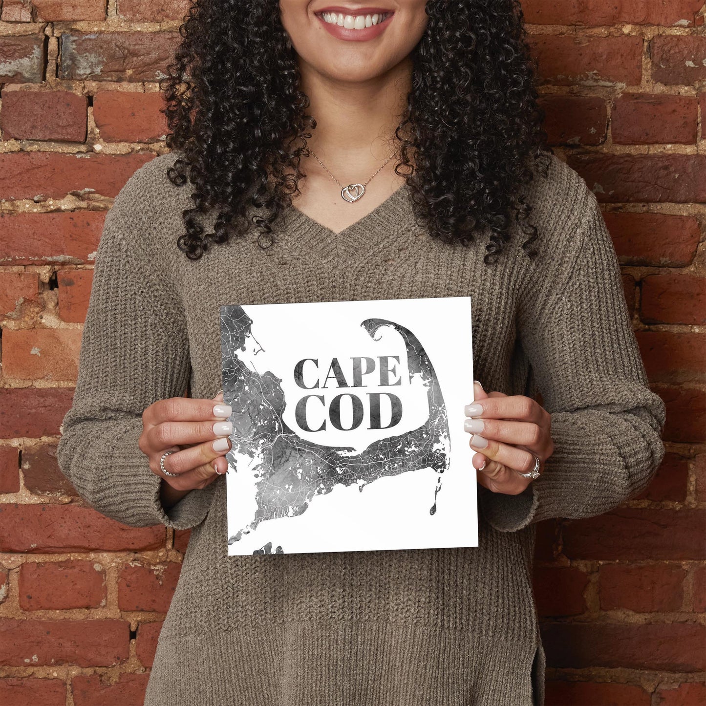 Minimalistic B&W Cape Cod Map | Hi-Def Glass Art | Eaches | Min 2
