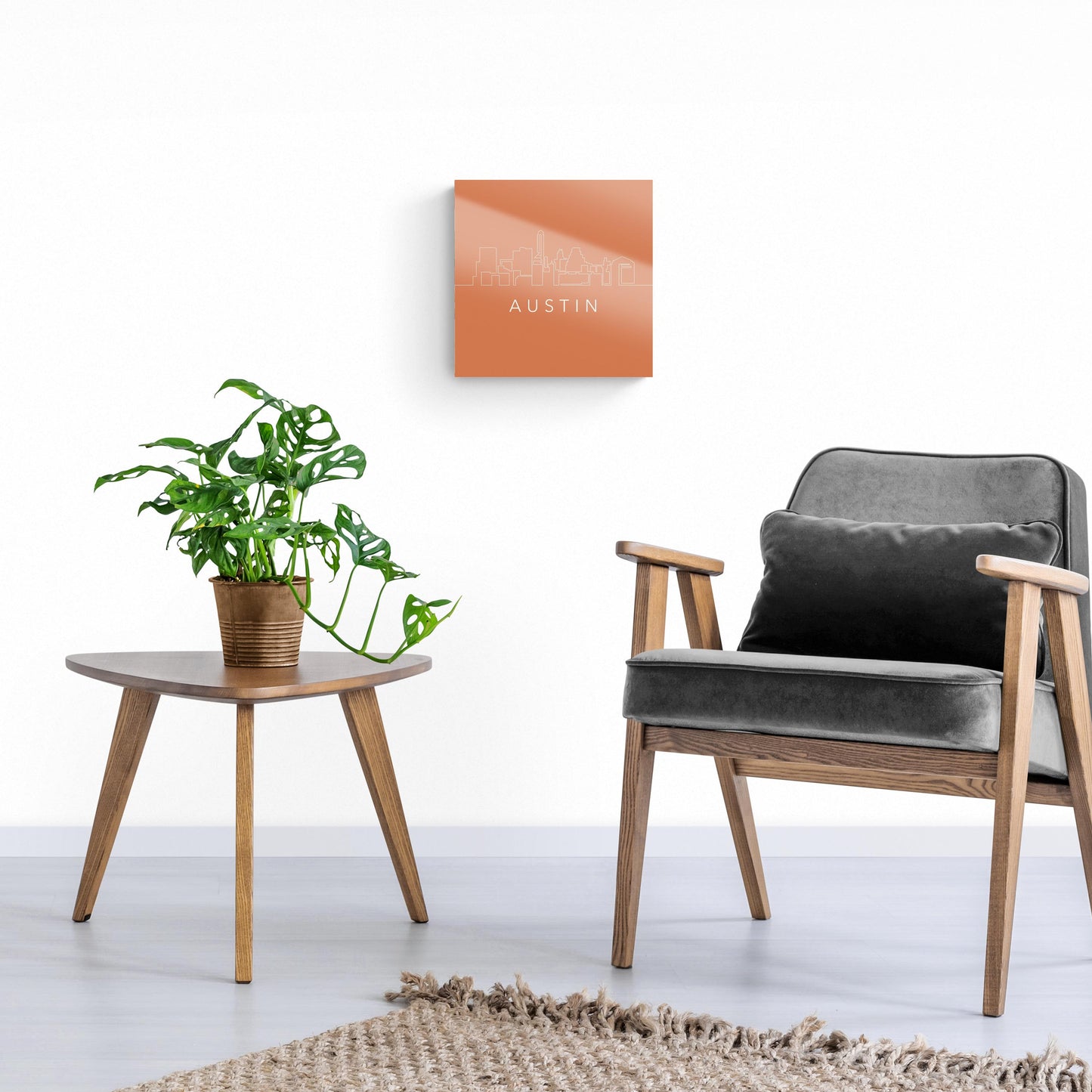 Modern Minimalist Texas Austin Skyline | Hi-Def Glass Art | Eaches | Min 1