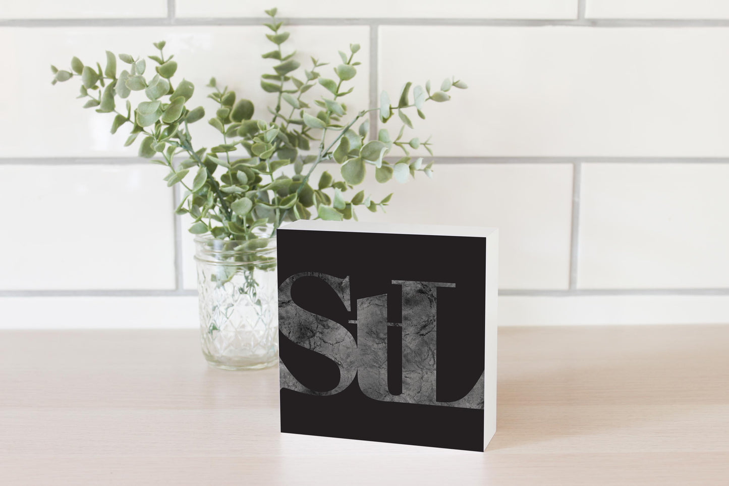 Minimalist B&W Missouri St Louis Black Initials | Wood Block | Eaches | Min 4