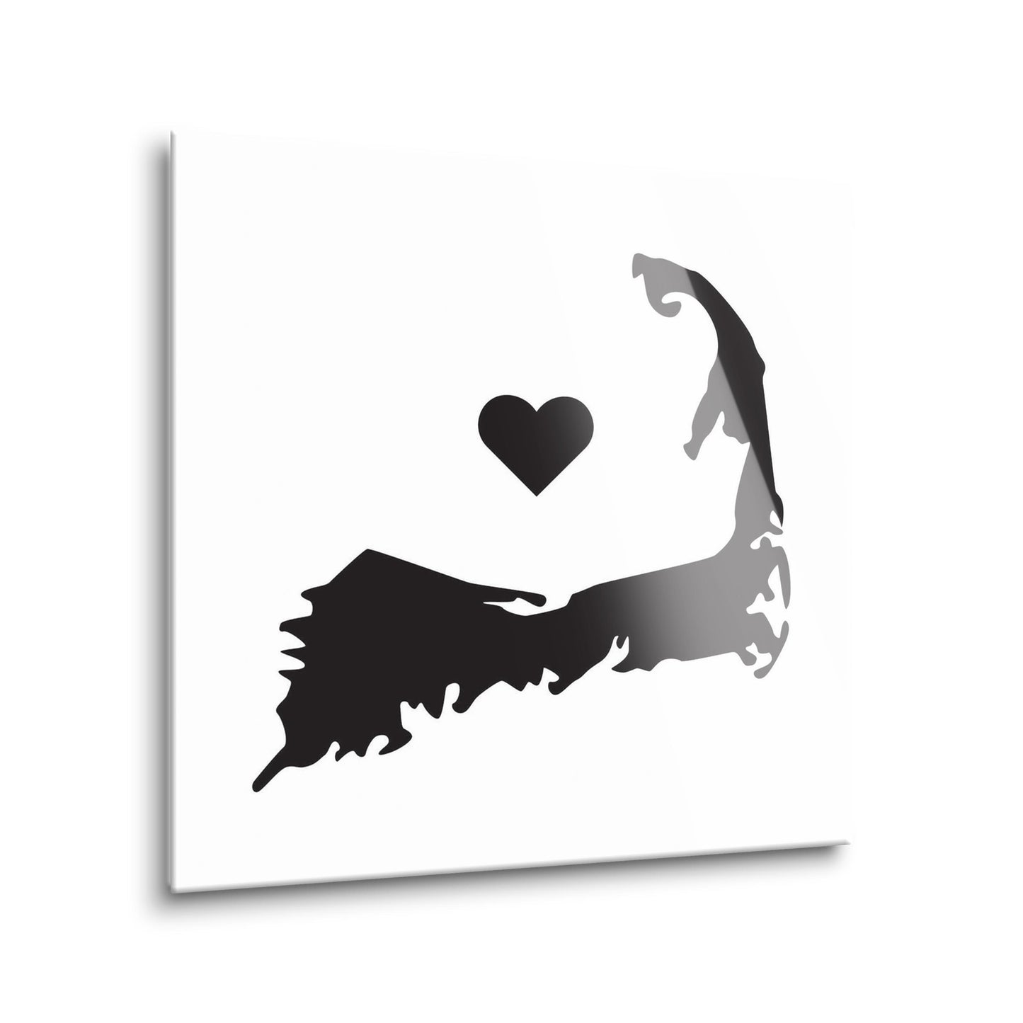 Minimalistic B&W Cape Cod With Heart | Hi-Def Glass Art | Eaches | Min 2