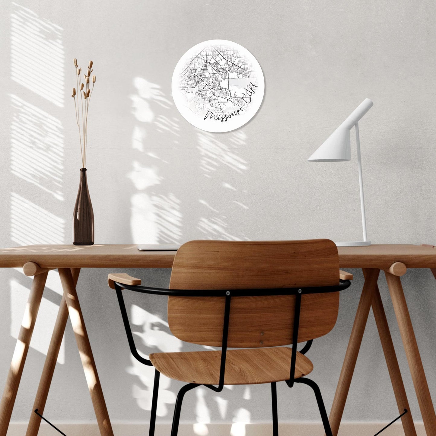 Minimalistic B&W Texas Missouri City Circle Map | Wood Sign | Eaches | Min 1