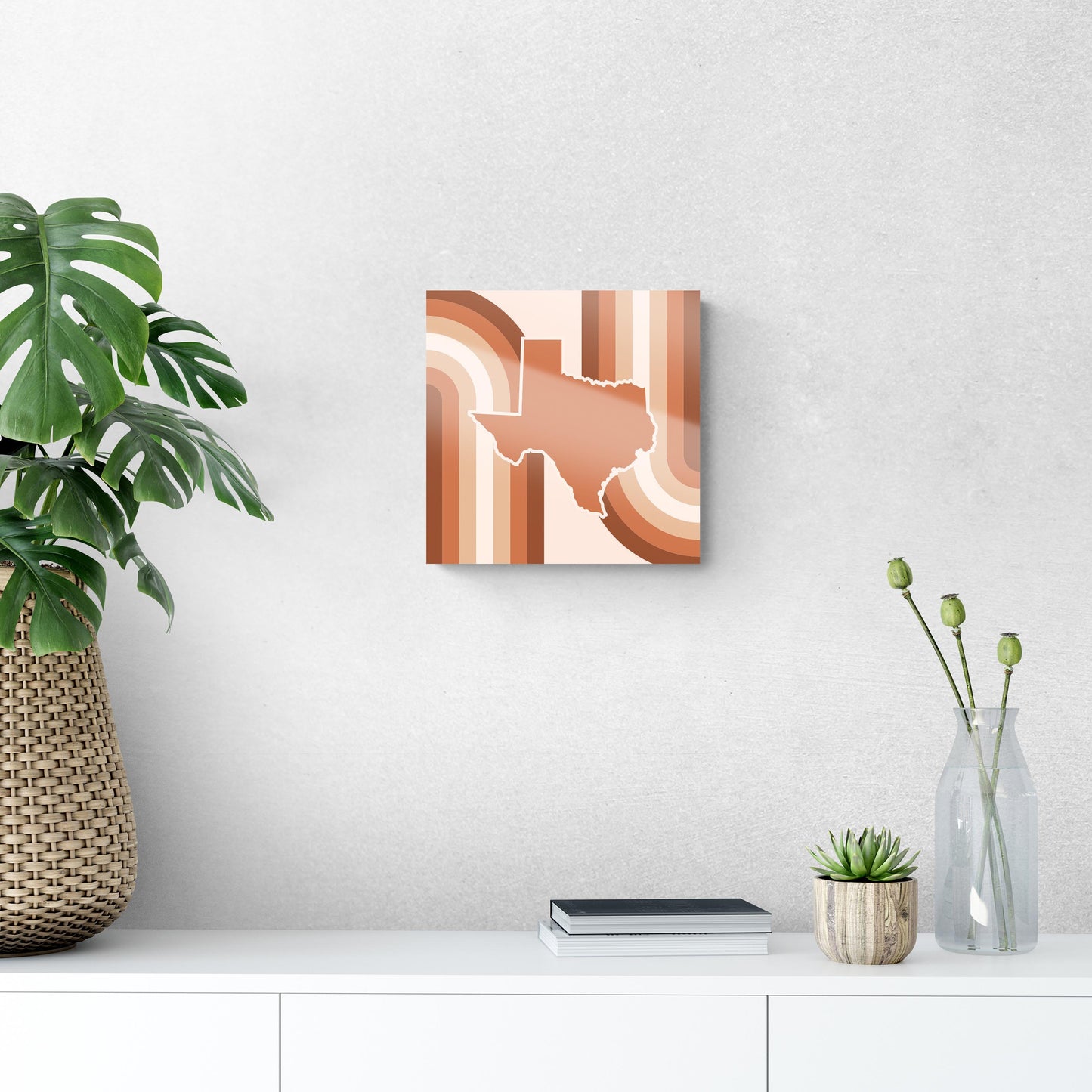 Modern Minimalist Texas State Shape Retro Lines | Hi-Def Glass Art | Eaches | Min 1