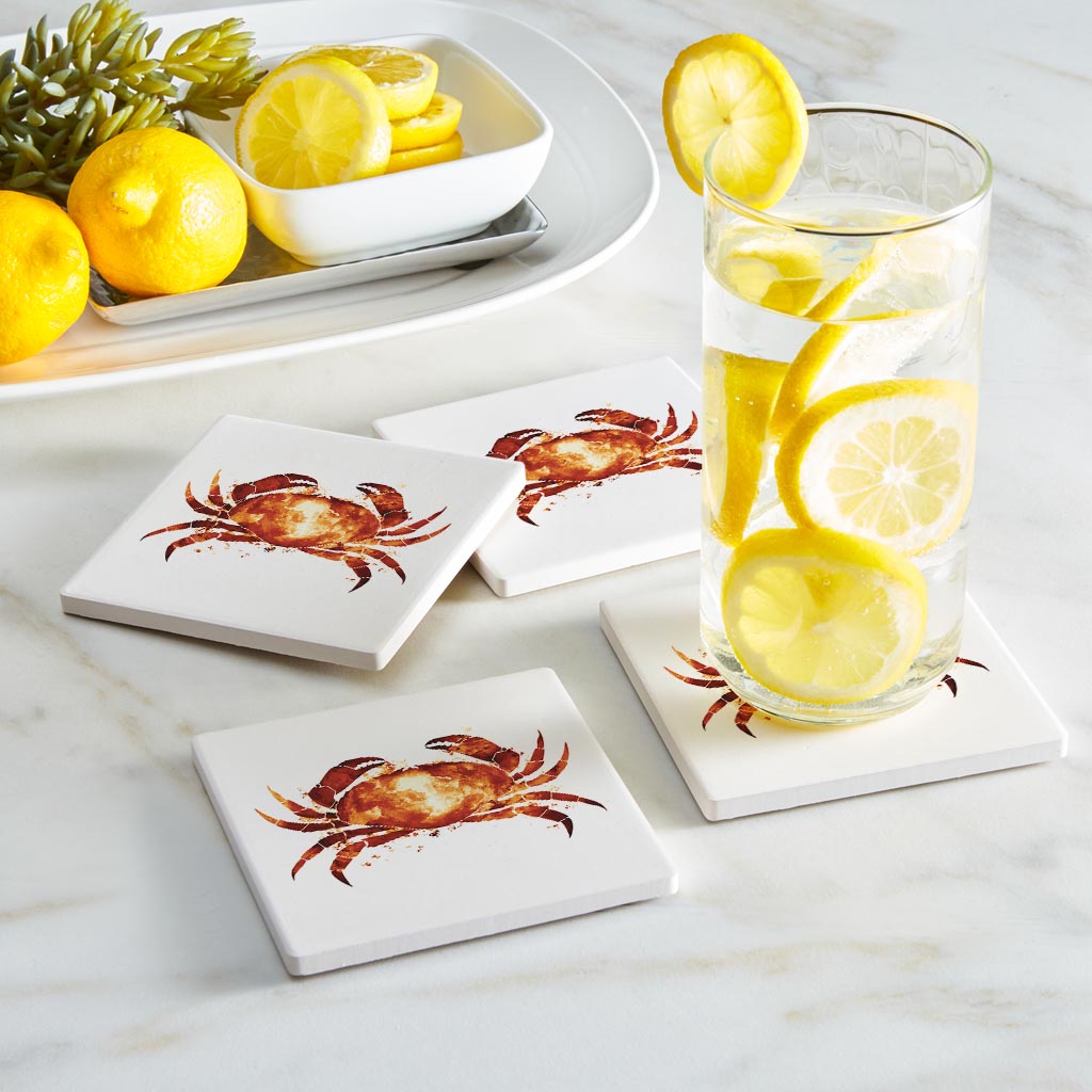 East Coast Water Color Crab | Absorbent Coasters | Set of 4 | Min 2