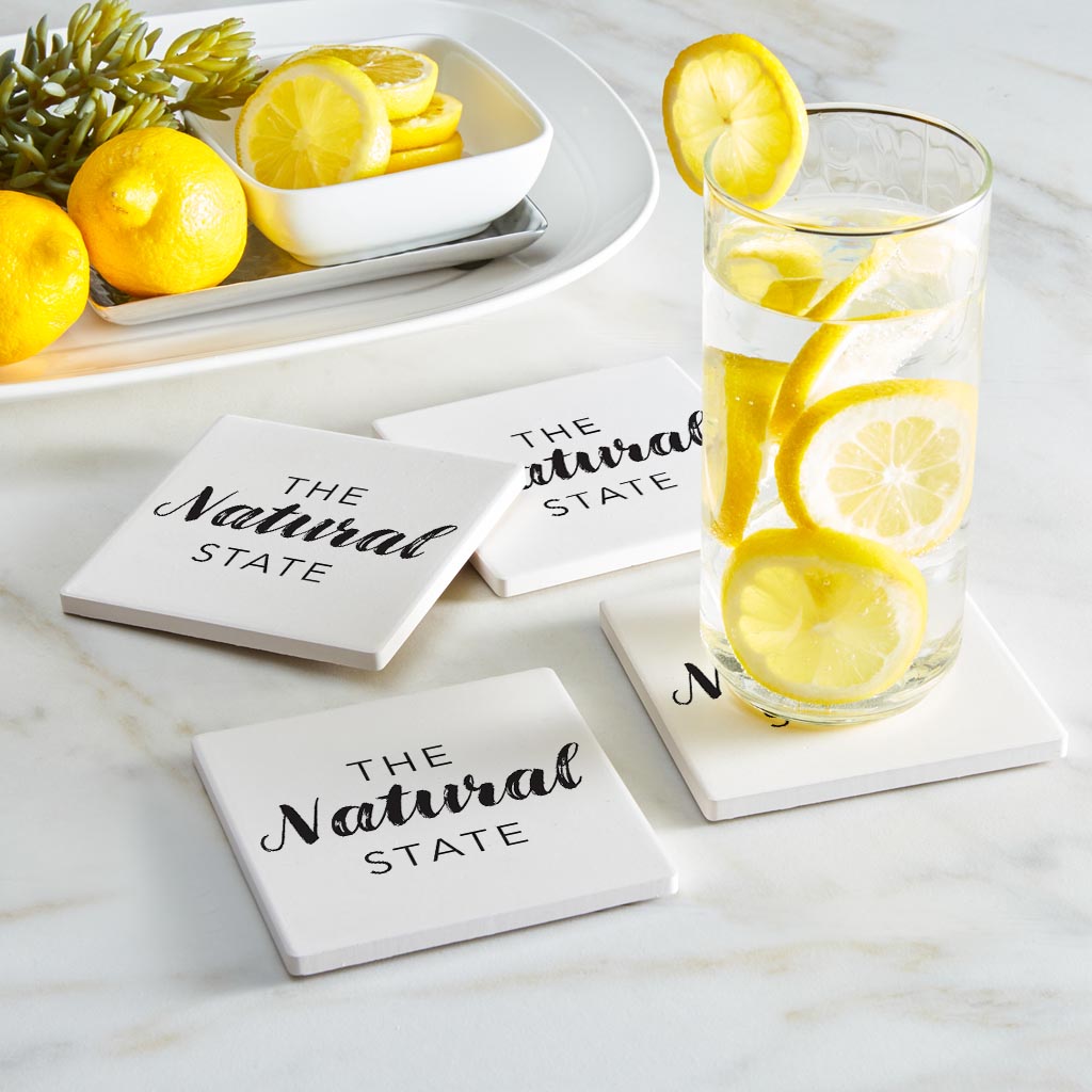 B&W Minimalist Arkansas The Natural State | Absorbent Coasters | Set of 4 | Min 2