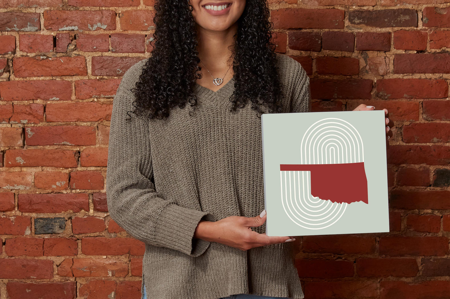 Modern Minimalist Oklahoma Retro State Shape | Wood Block | Eaches | Min 2