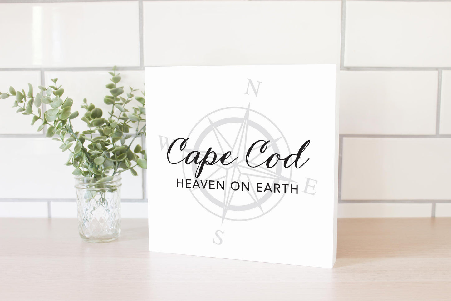 Minimalistic B&W Cape Cod Heaven On Earth | Wood Block | Eaches | Min 2