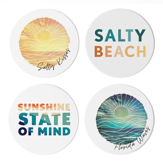 Florida Minimalistic Sayings | Absorbent Coasters | Set of 4 | Min 2