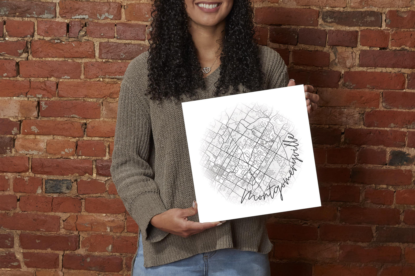 Minimalistic B&W Pennsylvania Montgomeryville Circle Map | Wood Sign | Eaches | Min 2