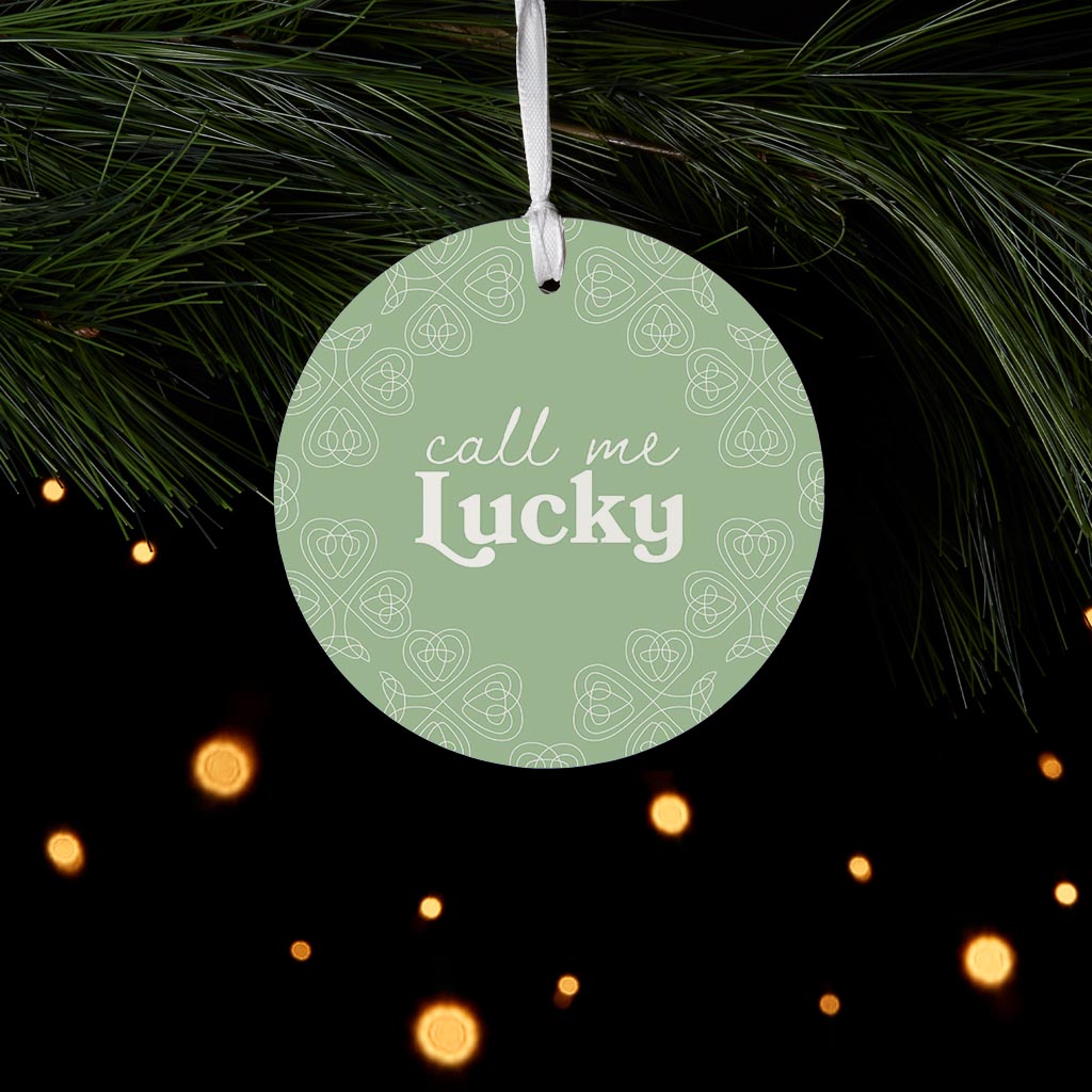 Sage Green Shamrock Call Me Lucky| Wood Ornament | Eaches | Min 6