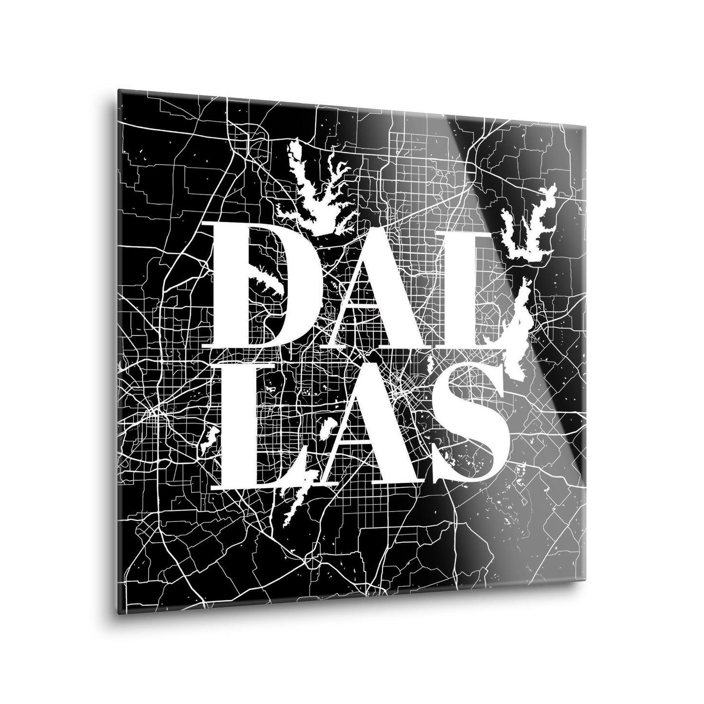 Modern Black Dallas Map | Hi-Def Glass Art | Eaches | Min 1