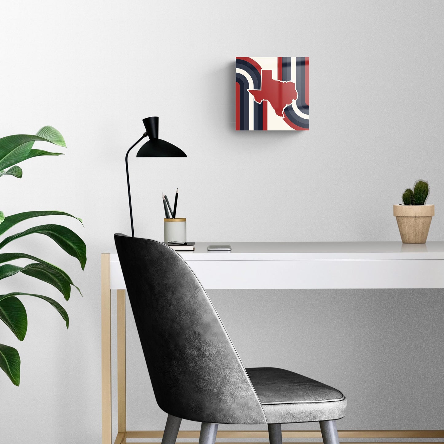 Modern Minimalist Texas Colors Retro Shape | Hi-Def Glass Art | Eaches | Min 2