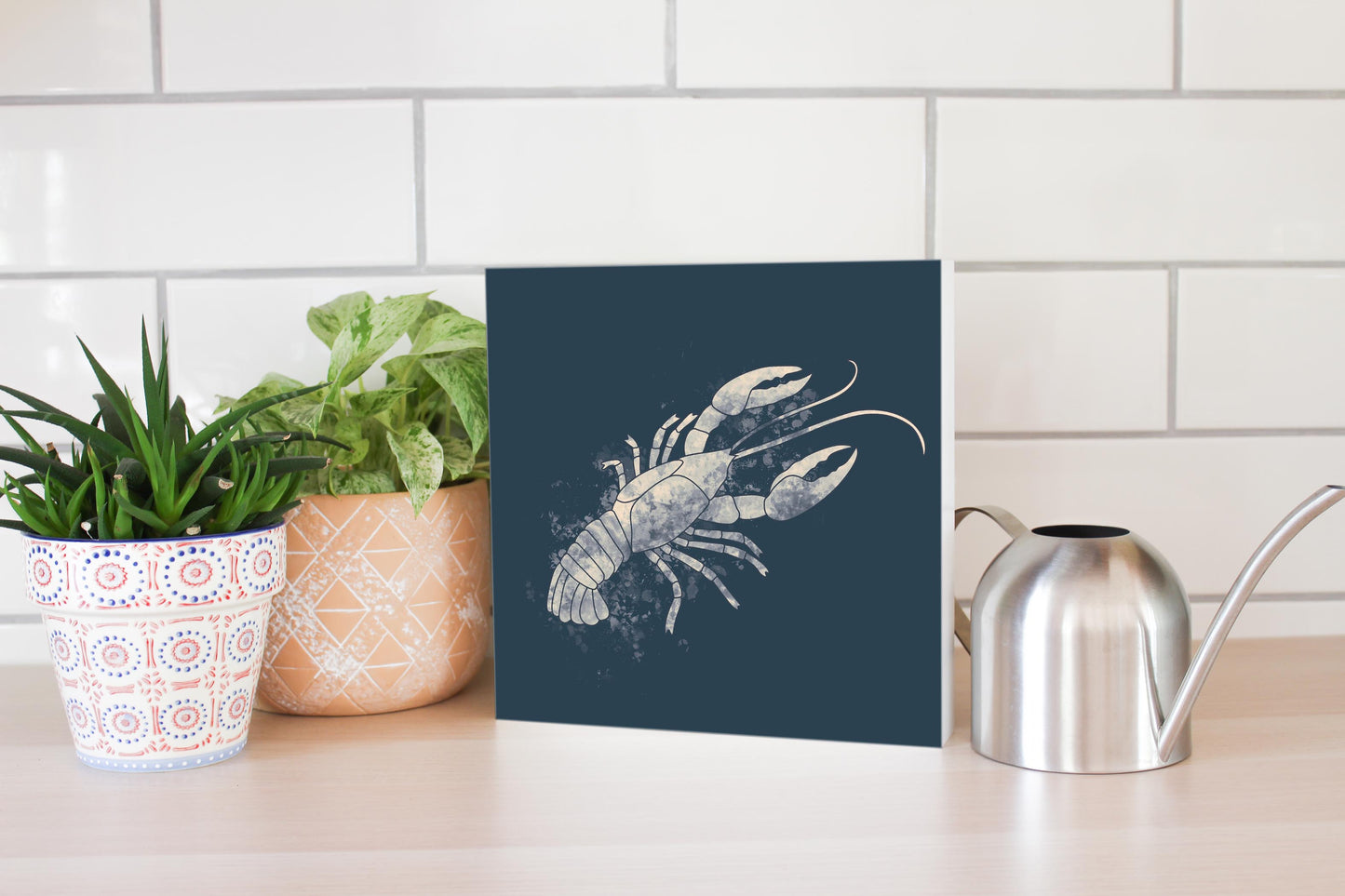 Louisiana Colorful Water Color Crawfish | Wood Block | Eaches | Min 2