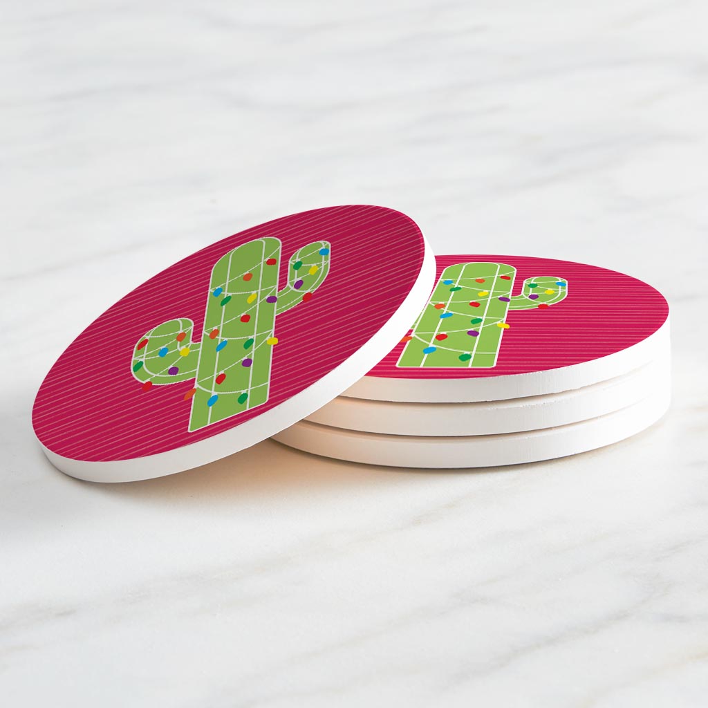 Bright Christmas Cactus| Absorbent Coasters | Set of 4 | Min 2