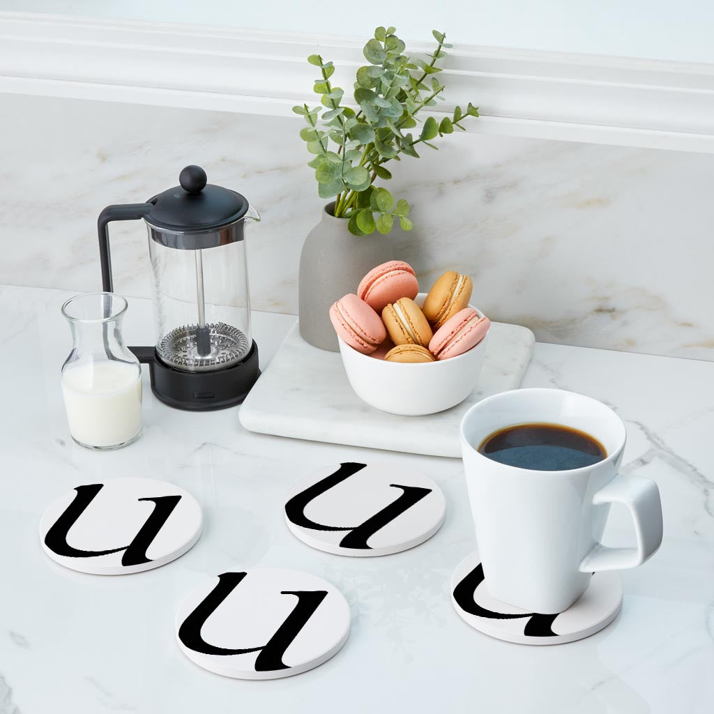 Minimalist Monogram U Circle | Absorbent Coasters | Set of 4 | Min 2