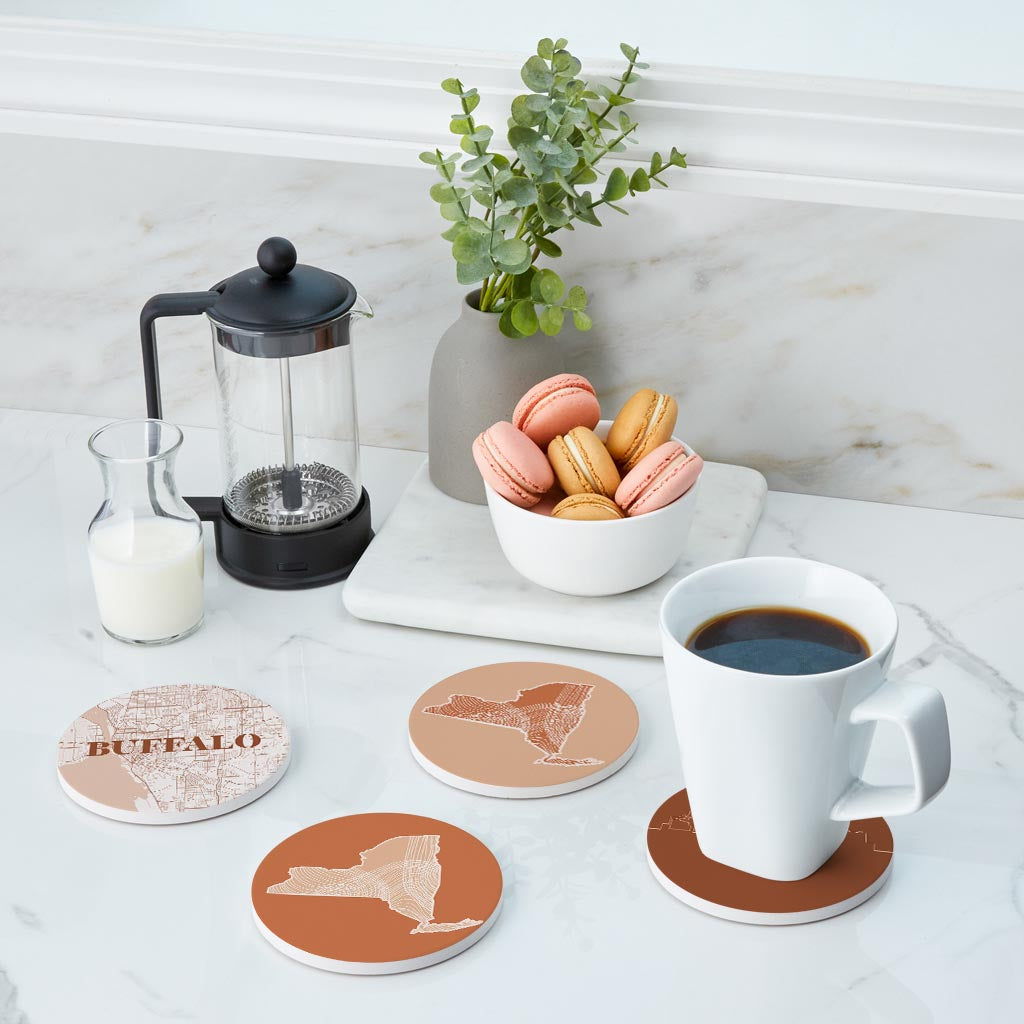 Modern Minimalist New York Buffalo State| Absorbent Coasters | Set of 4 | Min 2