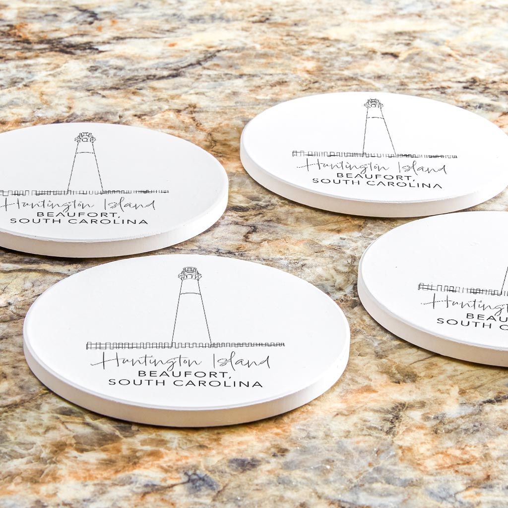 Huntington Island Lighthouse | Absorbent Coasters | Set of 4 | Min 2