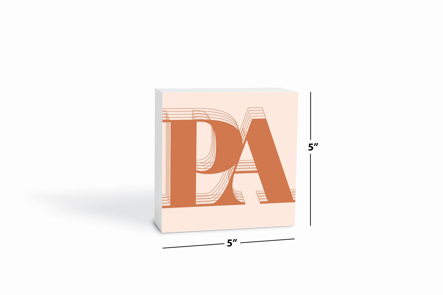 Modern Minimalist Pennsylvania Pa Initials Dark | Wood Block | Eaches | Min 4